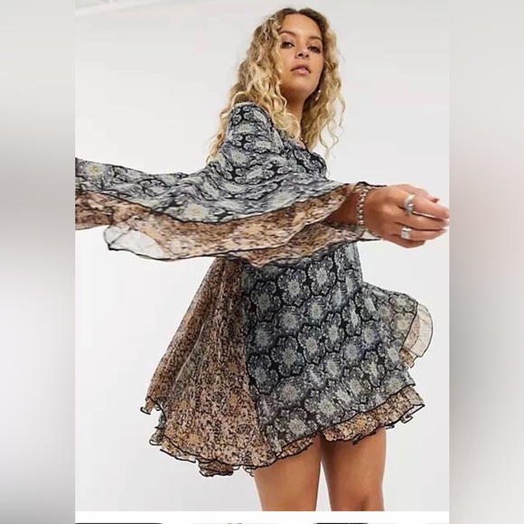 Free People Floral Mini Dress Size M NWT - Picture 2 of 13